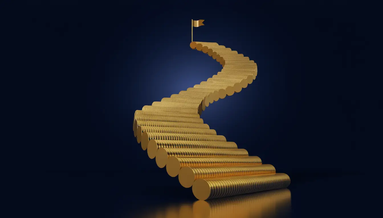 Escalier de pièces ascendant, illustration d'une épargne qui progresse