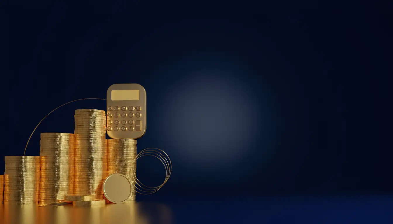 Pièces et calculatrice, illustration de l'optimisation fiscale